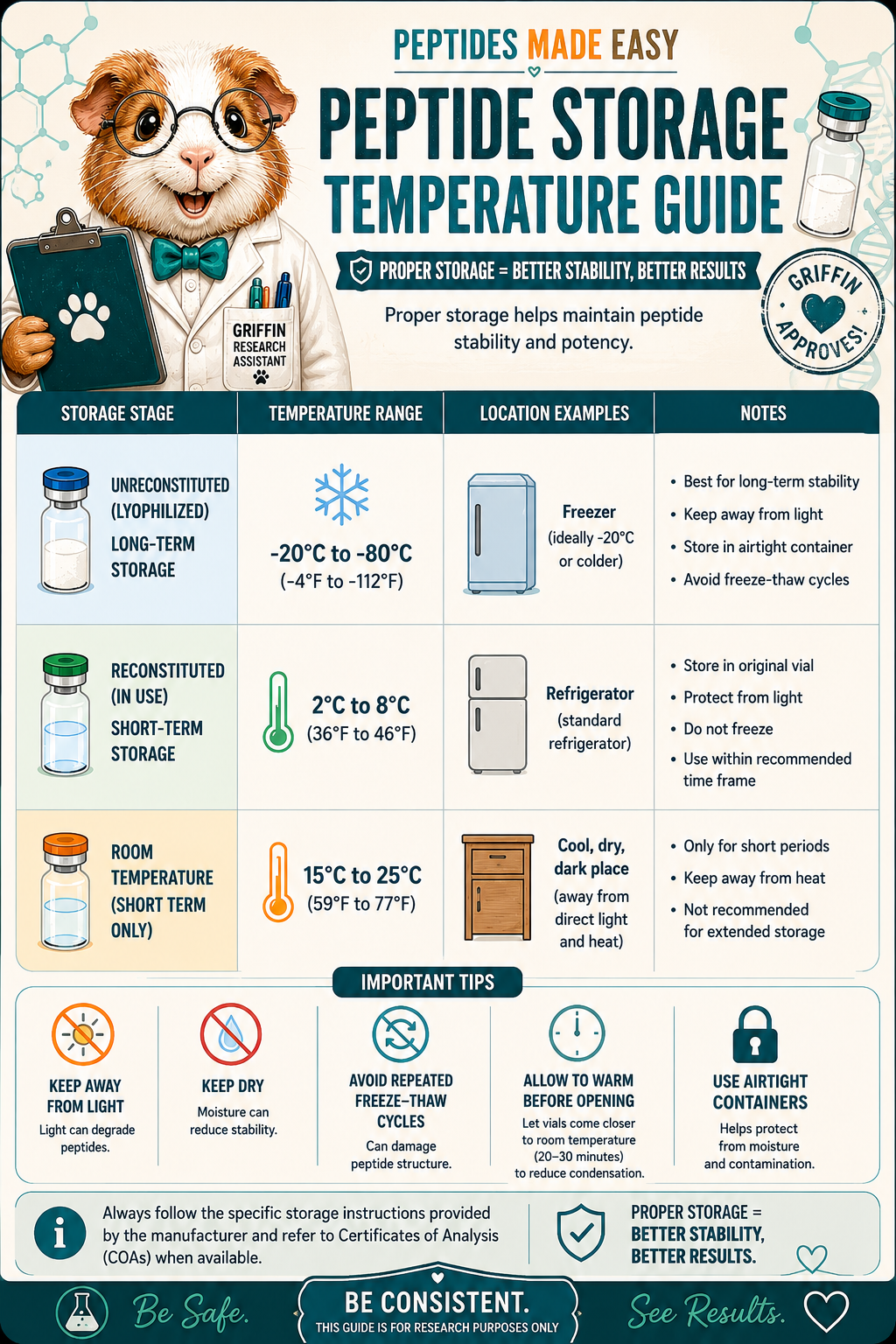 Peptide Storage Temperature Guide